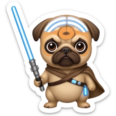 Pug with a light saber  sticker