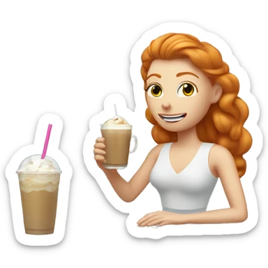 Ginger pilates princess drinking iced latte sticker