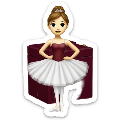 burgundy music box with white ballerina standing back sticker