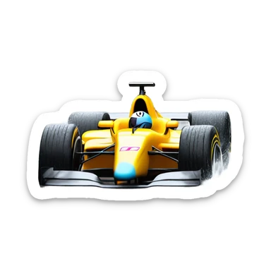 Formula one car in the rain sticker