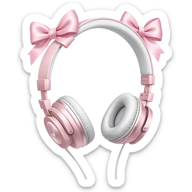 White headphones with light pink bows sticker