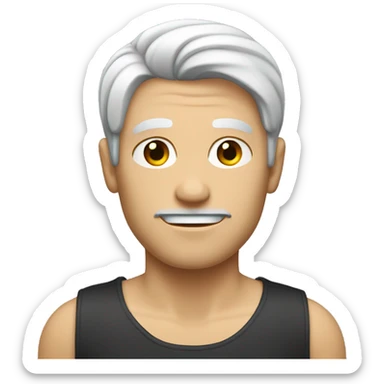 A man with some white & black hair with sneaky face and the side hair is slightly red sticker