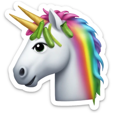 Rainbow unicorn with a pickle  sticker