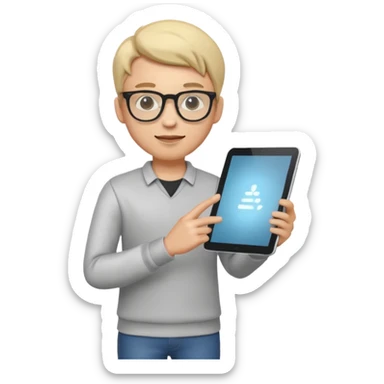 3D imoji of Young man who is graphics design full body stand sticker