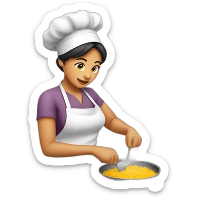 Mujer cocinando con delantal sticker