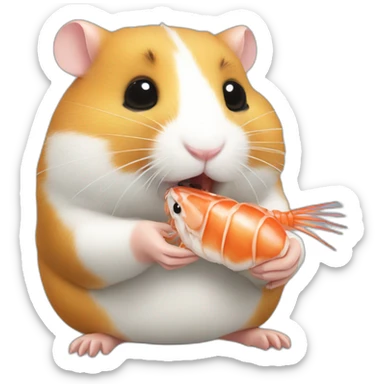 hamster eating a prawn sticker