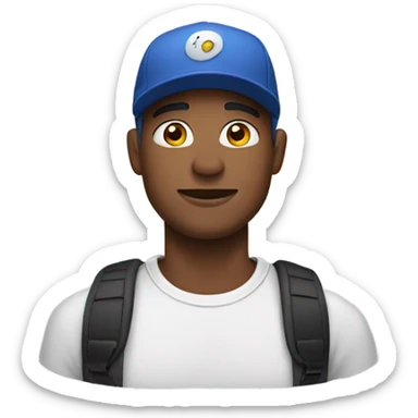 man with a cap and airpods sticker