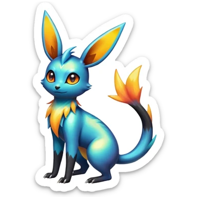 Colorful Shiny Exotic Victini-Salandit-Umbreon-Flareon-Fakémon-hybrid-creature (full body)  sticker