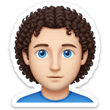 homme yeux bleu azur,cheveux brun foncé bouclé sticker