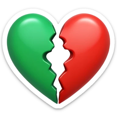A green heart and black heart mixed together so black on one side and green on the other side sticker