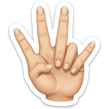 hand with rock symbol with the middle and index finger crossing over, middle behind index sticker