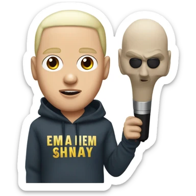 Eminem slim shady blonde buzz cut hoodie mic sticker
