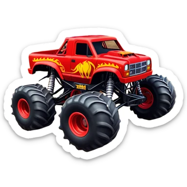 El Toro Loco - Monster Jam (Model Year: 2022) (Iconic colour: Red with horns) - An eye-catching monster truck with a wild, rebellious design in bold red. Include stylized, large horn graphics and aggressive facial elements that evoke a bull-like, ferocious appearance, exuding daring and unstoppable force. sticker
