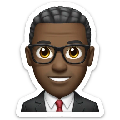 deon sanders with suit and glasses and buzz cut and small eyes over 50small beard sticker