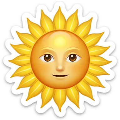 A large, bright sun, with an intense yellow center and golden rays surrounding it, illuminated and vibrant. Take your eyes and mouth away. sticker