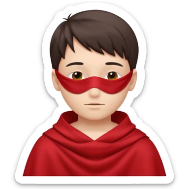 boy wearing red cloth over only eyes sticker