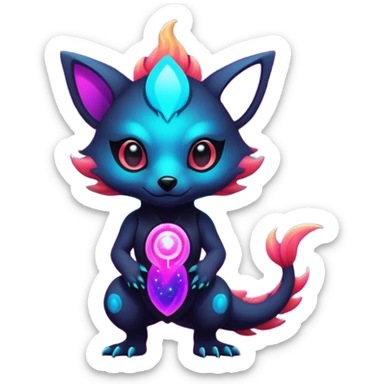 Epic Edgy Cute Colorful Vibrant Dark Nebula Modern Vernid-Protogen-creature-animal, full body sticker