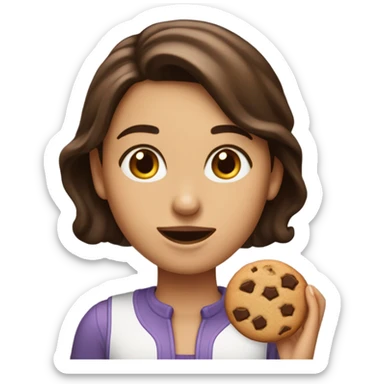 una chica linda comiendo una cookie de chispas de chocolate  sticker