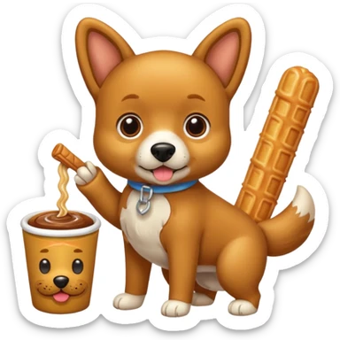 Un perrito viendo un churro sticker