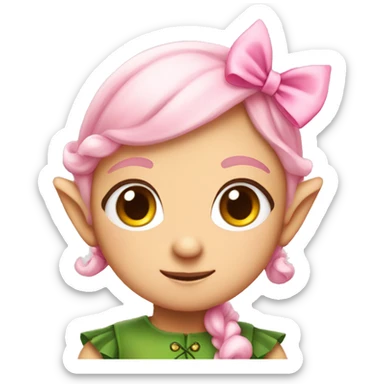 A cute elf with a pink bow sticker