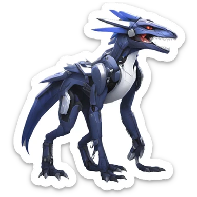 Edgy Anthro Futuristic Mechanical Sergal-raptor-nargacuga-vernid sticker