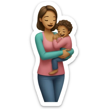 Mom holds the baby in her arms facing each other sticker