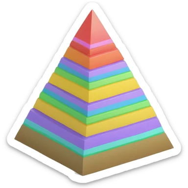 maslow pyramid in 3d isometric, colored with only five levels sticker