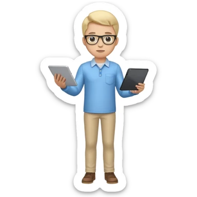 3D imoji of Young man who is graphics design full body stand sticker