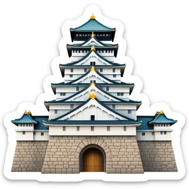 Cinematic Realistic Osaka Castle Landmark Emoji, showcasing the majestic historic castle rendered with dramatic stone textures and regal, natural lighting. sticker