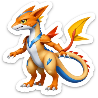 Gabite-Veemon-Digimon-Latias-Peppercat-Pokémon-Flamedramon-fusion-animal-hybrid-creature, Full body  sticker