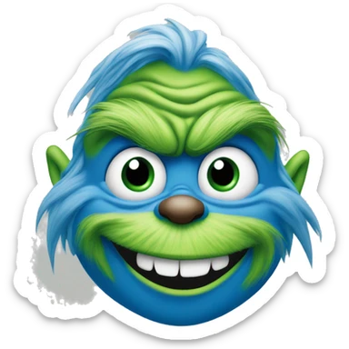 Blue grinch grinning very wide sticker