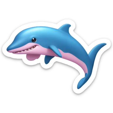 Pink dolphin on a blue shark sticker