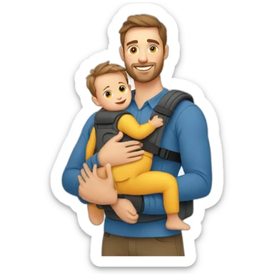 European Babywearing dad with baby ergo carrier sticker