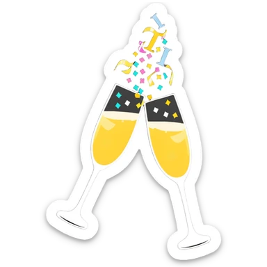 champagne toast celebration with confetti and streamers sticker