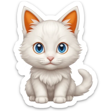 White kitten with blue eyes and orange ears sticker