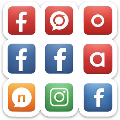 Socail media sauare emoji style icons 
Creat the quadrant with the logos of F.B, X, Trustpilot, Instagram, Youtube, Linkedineach icon is ther only ones, asme size, only icons of the social media that I mentioned only 6 icons sticker