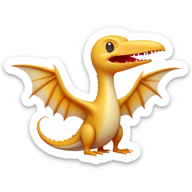 Cinematic Cute Yawning Pterodactyl Portrait Emoji, Head tilted slightly with a dramatic, wide-open yawn, showcasing a slender, gracefully curved body with softly drooping wings and sleepy, half-closed eyes, Simplified yet irresistibly cute features, highly detailed, glowing with a soft, cozy aerial glow, high shine, relaxed yet expressive, stylized with a dash of whimsical flight charm, soft glowing outline, capturing the essence of a drowsy yet affectionate Pterodactyl that appears ready to stretch and yawn its way out of the screen! sticker
