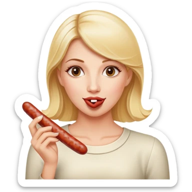 Elegant blonde woman eating Spanish sausage sticker