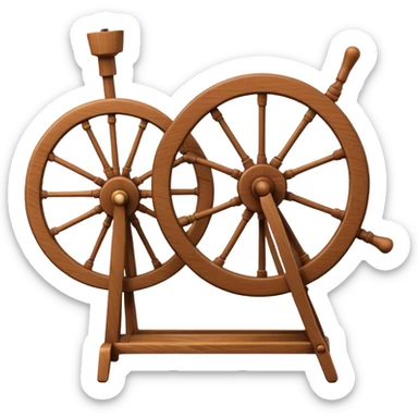 I want a traditional spinning wheel, with the wheel on the right or left and the flyer on the opposite. Shown from the side. there is only one wheel the other side has the flyer. go to websites containing traditional spinning wheels for reference. sticker