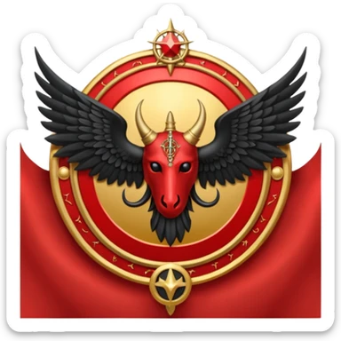 Holy Emblem with black wings and horn and red tetragrammaton in the middle sticker