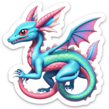 Spooky ghastly oily scaly stitched colorful Salandit-Flygon-Sylveon-Umbreon-fusion-Pokémon-hybrid-creature  sticker