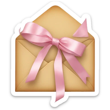 vintage love letters in envelope tied with a baby pink ribbon  sticker