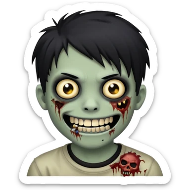 boy zombie with black hair emo Whith black grillz black teeths sticker