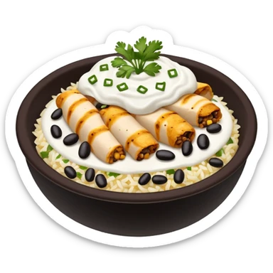 Burrito bowl with chicken, rice, and black beans sticker