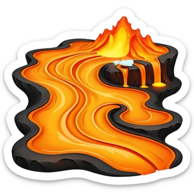 create an emoji of a little lava flow, no face just the lava, no volcano, something like a stain sticker