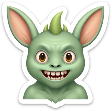 LABUBU, a small monster with high, pointed ears and serrated teeth. sticker