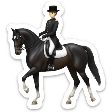 black dressage horse  sticker