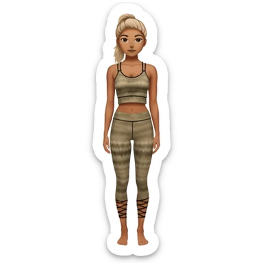 Tight weaved crop top strappy in the front tie dye dark earth tones with matching leggings  sticker