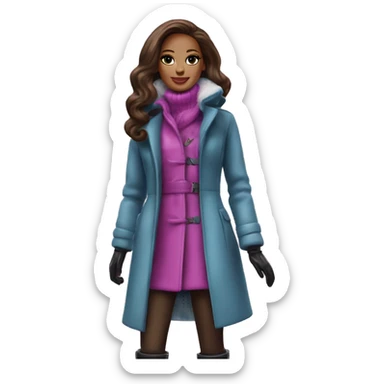 Dazzling Winter Barbie Enid Sinclair.  Wearing coat gloves boots  sticker