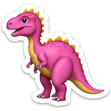 Crea un emoji de un dinosaurio de color rosa, que sea como este 🦖 sticker